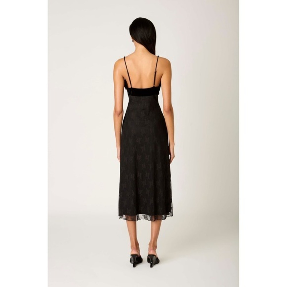 NIA The Brand Guest Black Velvet and Lace Midi Dress Whimsigoth Wedding Formal S - Picture 3 of 10